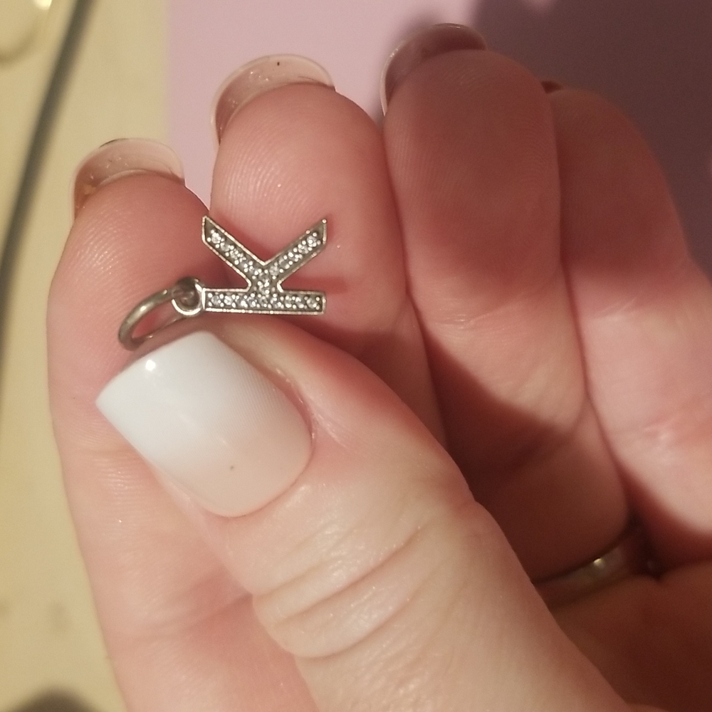 Pandora bracelet dangling charm - letter K with crystals